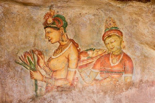 Bekijk de goed bewaard gebleven fresco’s op weg naar de top van Sigiriya