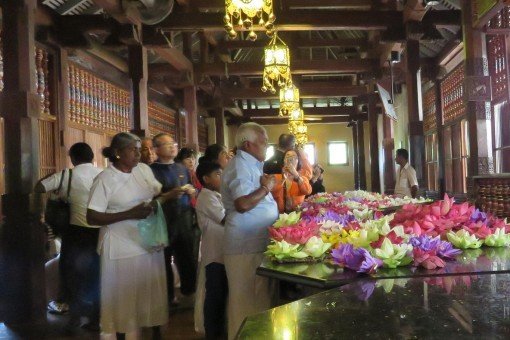 Lotusbloemen worden als offers voor Boeddha gebruikt