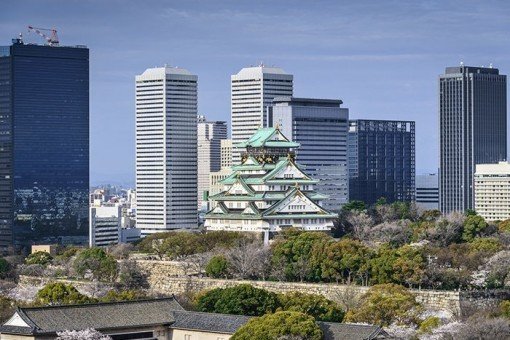 Japanse skyline in Osaka