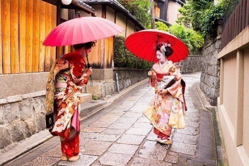 Geisha's in de straten van Gion