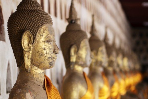 Boeddhabeelden in Wat Sisaket-tempel in Vientiane