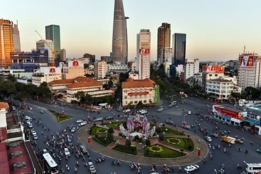 De skyline van Ho Chi Minhstad met Bitexco Financial Tower